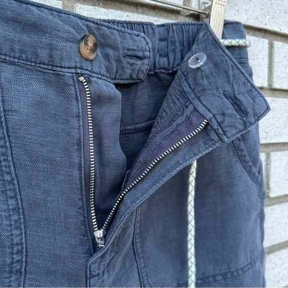 C&C California Linen Blend Pull On Cuffed Shorts Rope Belt Slate Blue - Picture 9 of 9